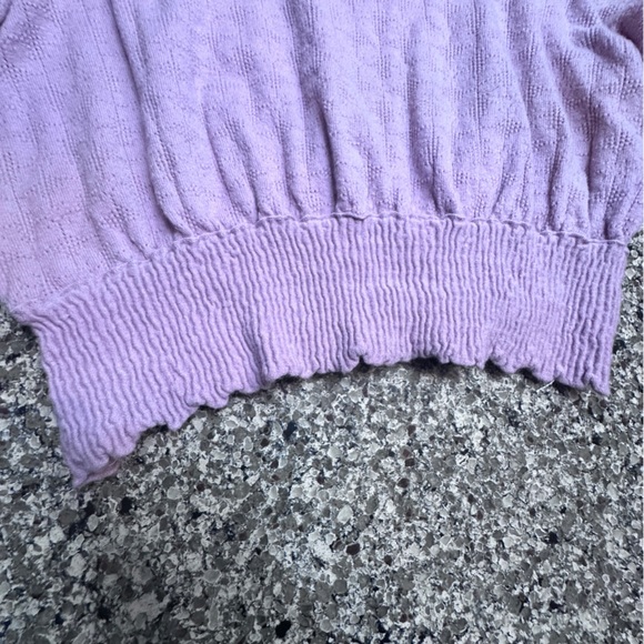 Free People Purple Knit Top with Lace Sleeves - Picture 6 of 10
